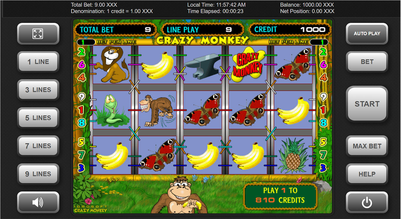 Crazy Monkey Slot Machine. 